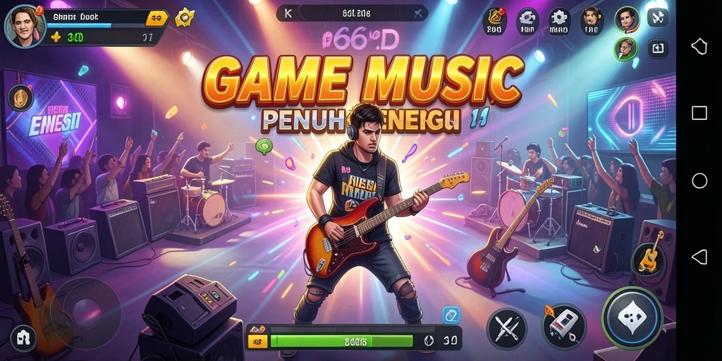 Tampilan gameplay 66D yang menarik dengan berbagai pilihan lagu.