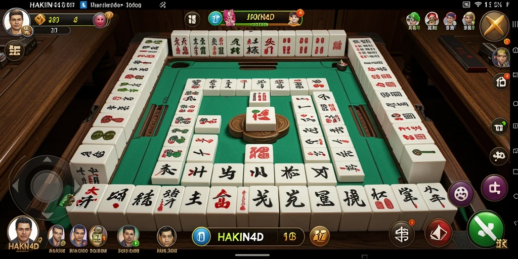 Tampilan gameplay yang menarik dari HAKIN4D, menampilkan ubin Mahjong berwarna-warni.