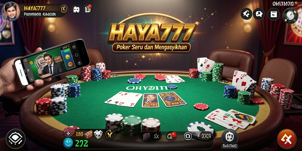 Screenshot gameplay HAYA777 menampilkan aksi seru permainan Poker.